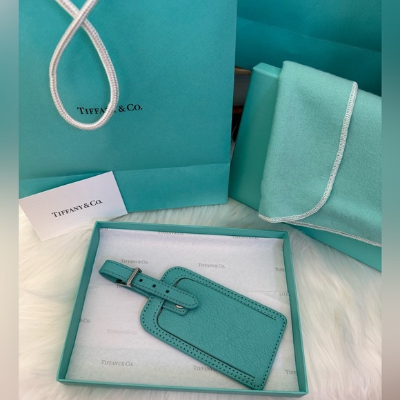 Rare! Tiffany & Co. Vintage Luggage Tag – Tiffany Blue Pebbled Leather - Picture 1 of 4